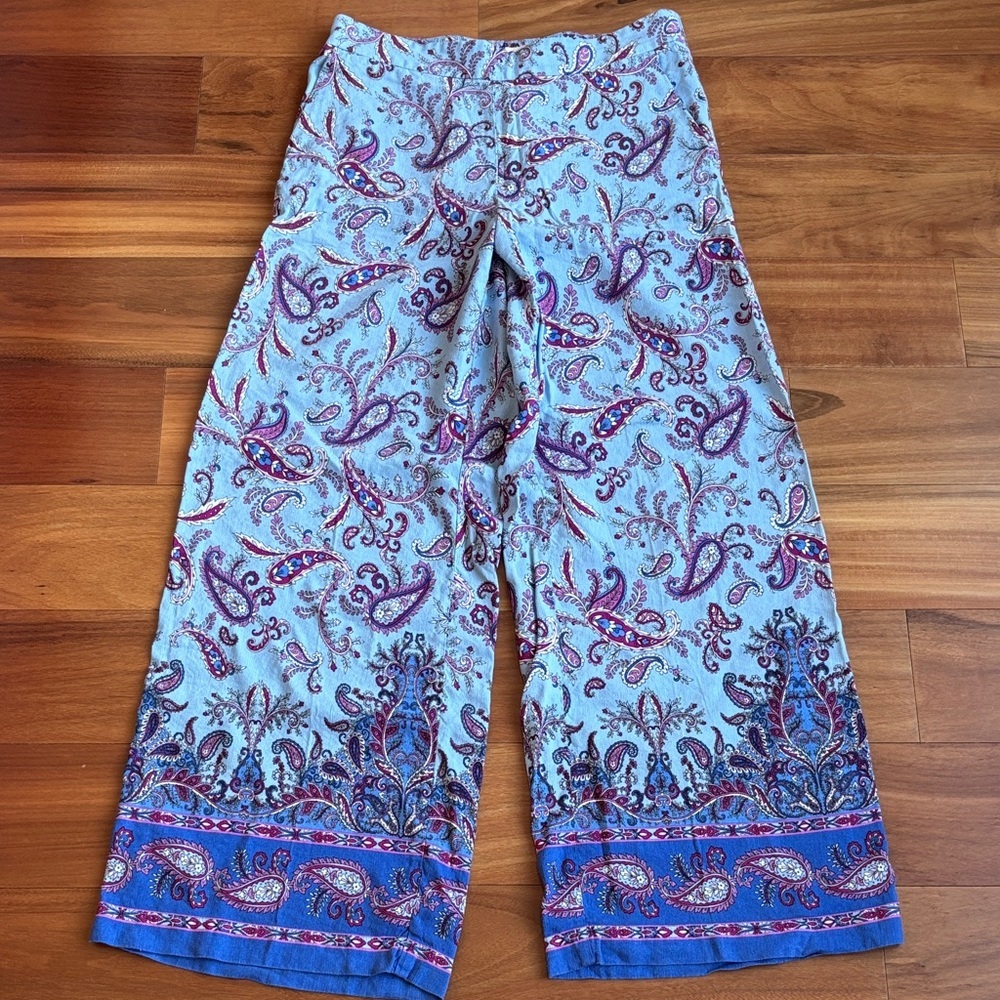 LOFT Blue Paisley Wide Leg Pants